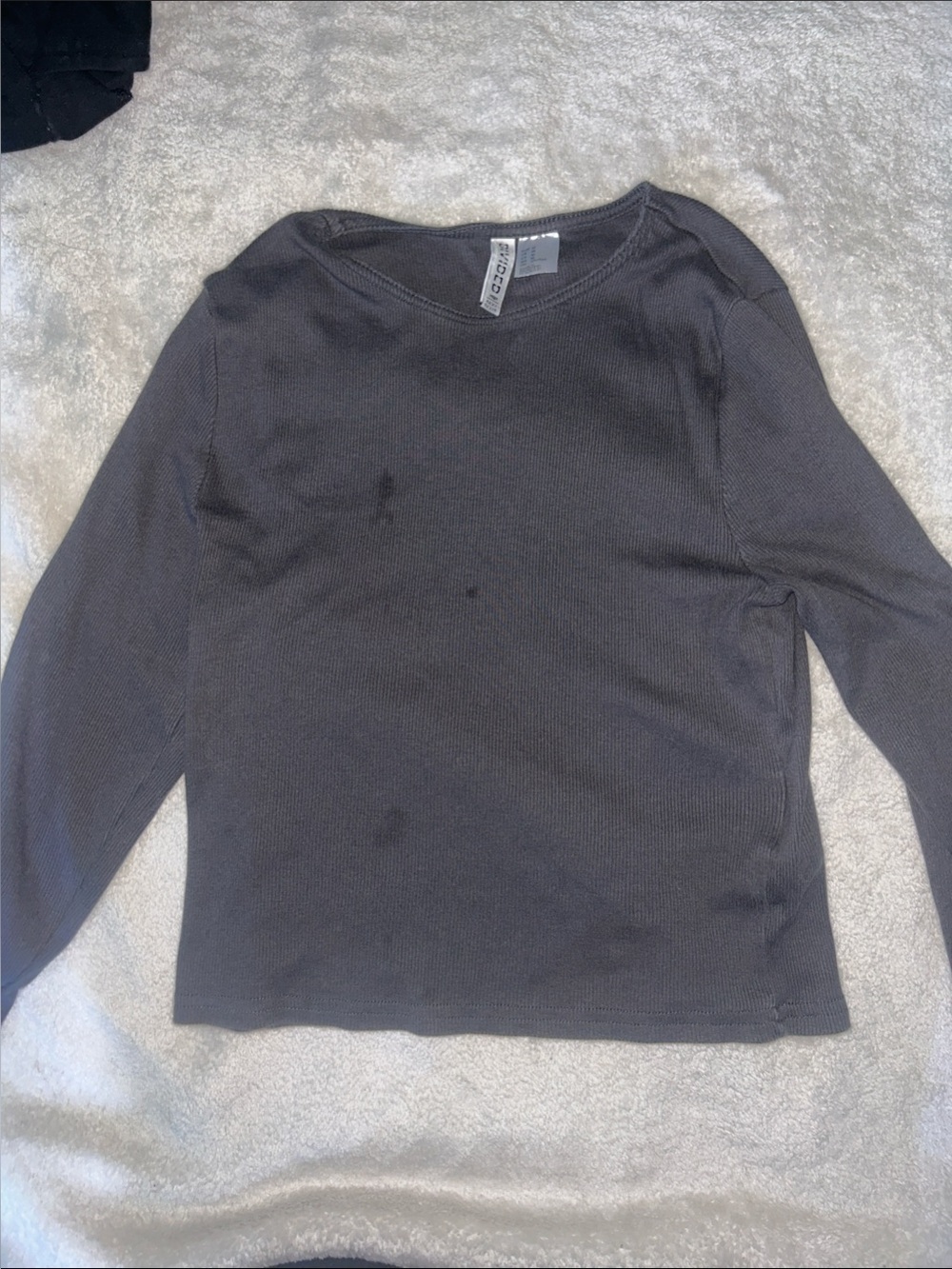Dark Gray Long-Sleeve Crop Top